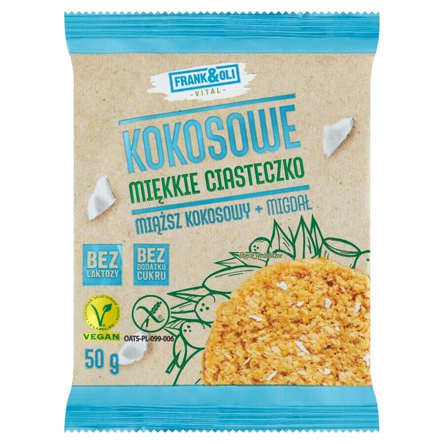 Frank&amp;Oli Coconut, fursec moale, pulpă de nucă de cocos + migdale, 50 g