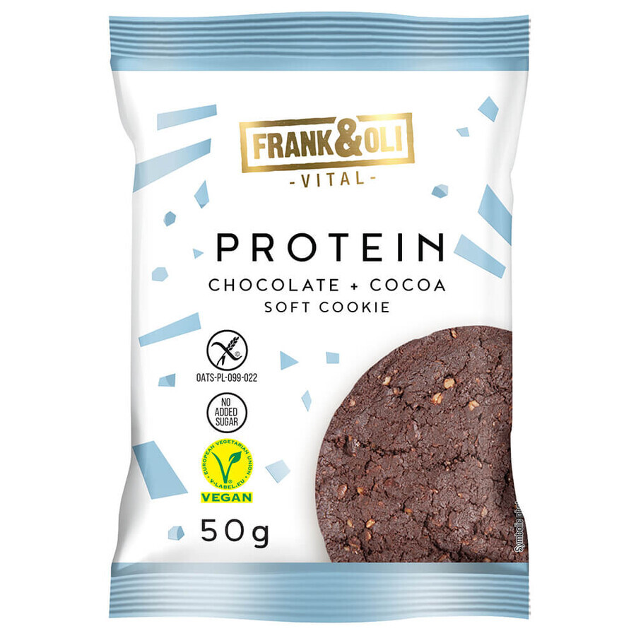 Frank&amp;Oli Protein, biscuiți moi, ciocolată + cacao, 50 g