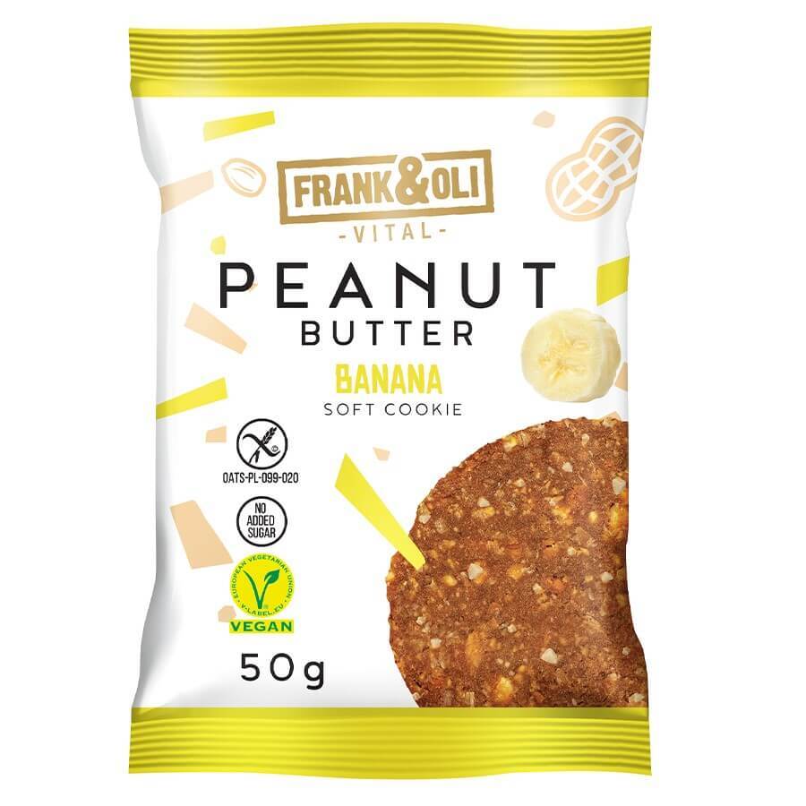 Frank&amp;Oli Biscuiți moi cu unt de arahide, banane, 50 g