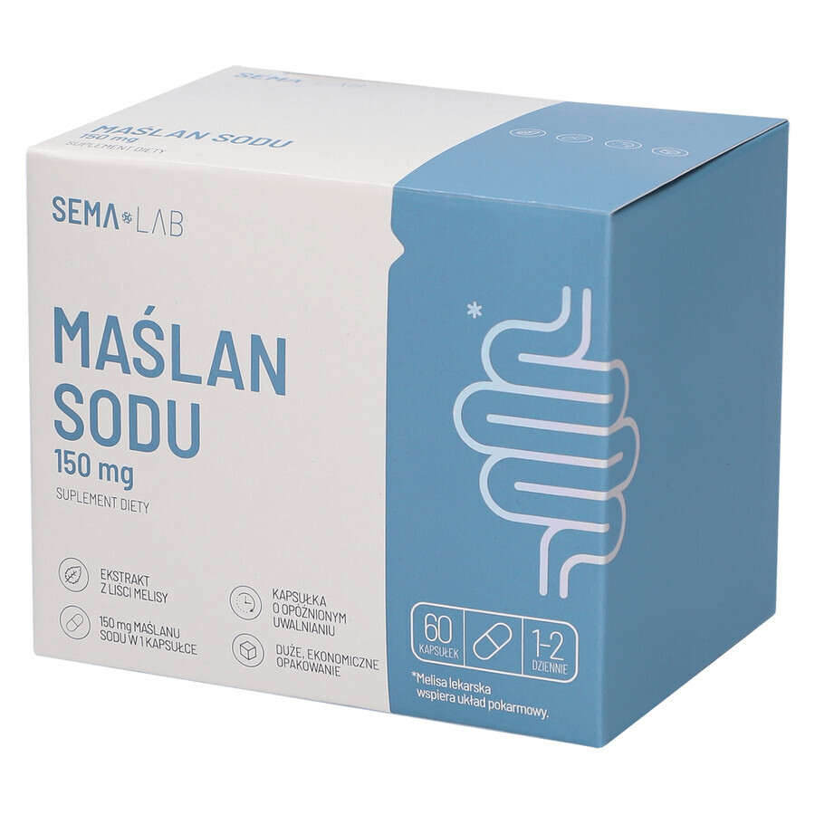 SEMA LAB Butirat de sodiu 150 mg, 60 capsule cu eliberare întârziată