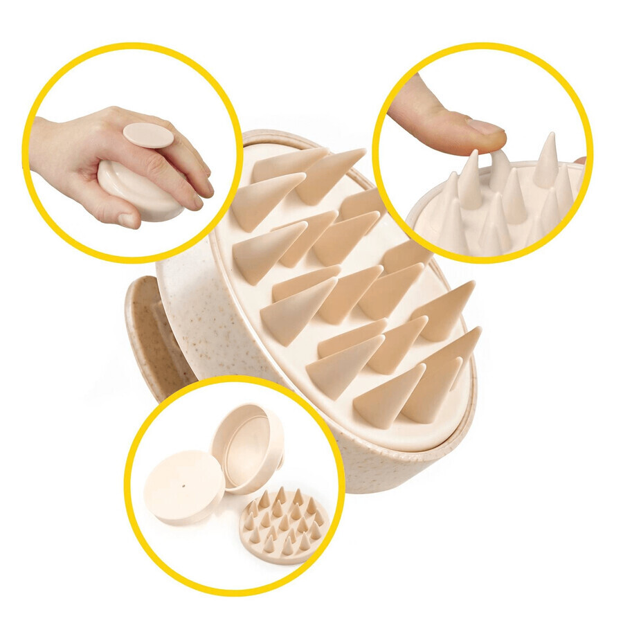 4Fizjo, perie pentru masaj și frecare a capului, bej, HM5, 1 buc