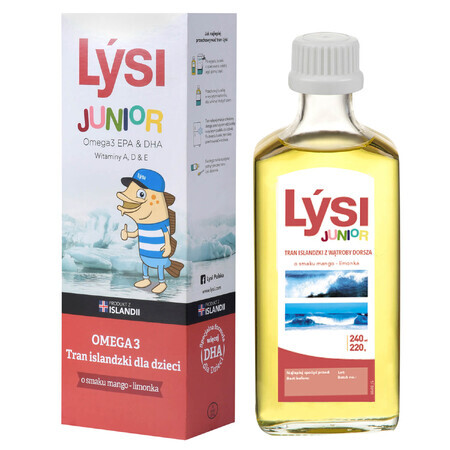 Lysi Icelandic Kids' Tranche, aromă de mango și limetă, 240 ml