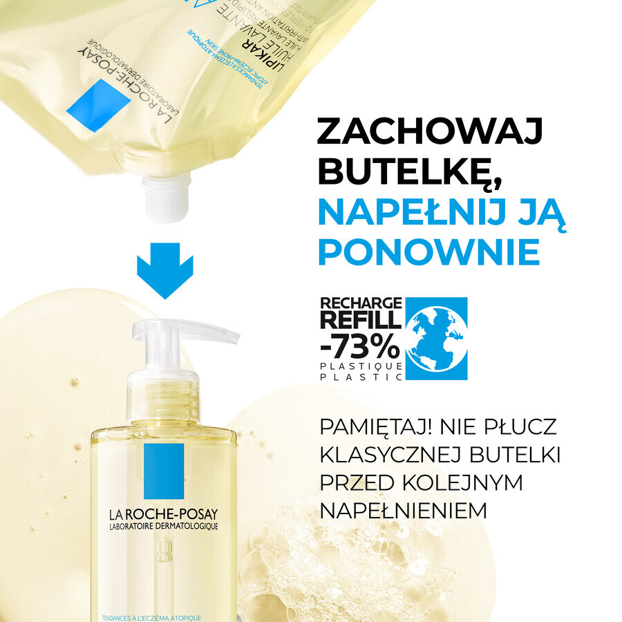 La Roche-Posay Lipikar AP+, ulei de curățare reumplut cu lipide, împotriva iritațiilor pielii, rezervă, 400 ml