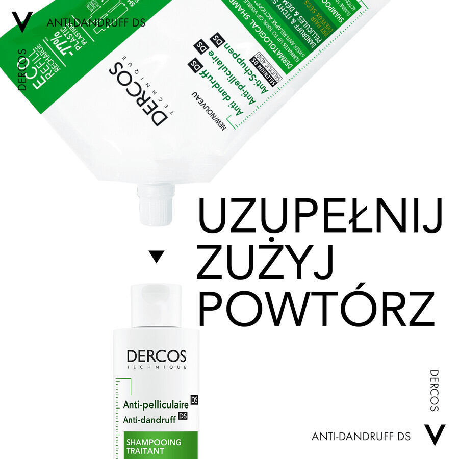 Vichy Dercos Anti Dandruff DS, șampon anti-mătreață, păr uscat, rezervă, 500 ml