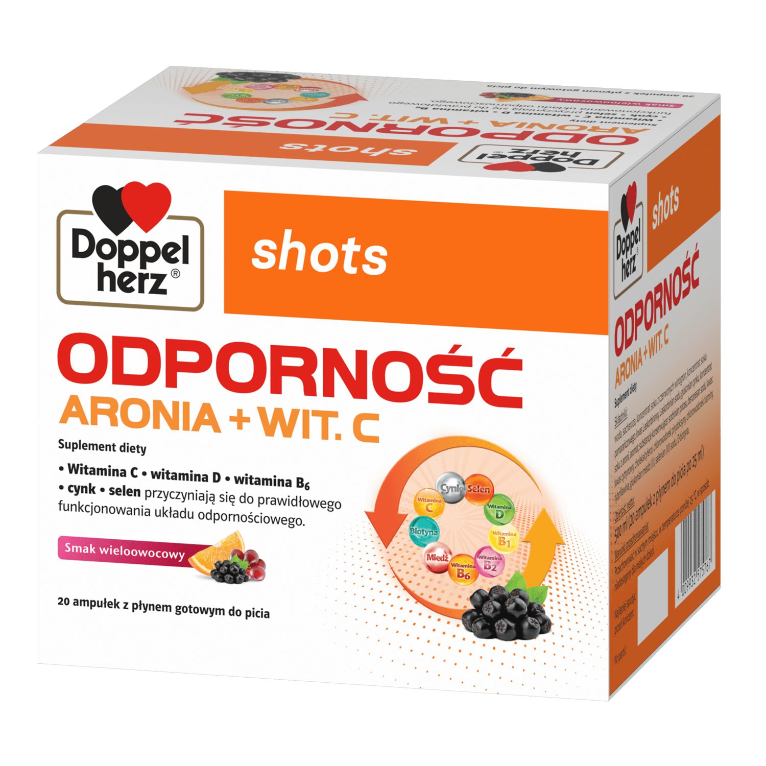 Doppelherz Shots Immunity, lichid, aromă de multifructe, 25 ml x 20 fiole