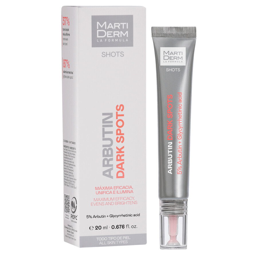 MartiDerm Shots Arbutin Dark Spots, sérum concentré éclaircissant pour le visage, 20 ml