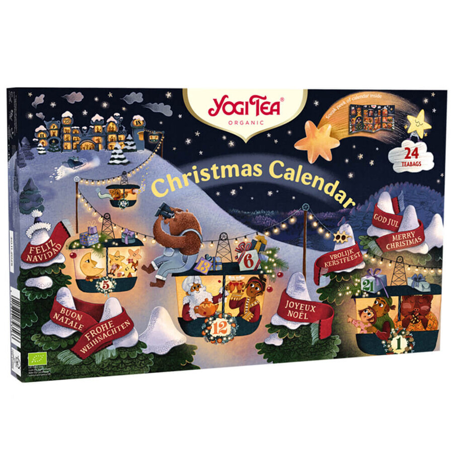 Yogi Tea Organic Christmas, Calendrier de l'Avent, thés et tisanes Bio, 24 sachets