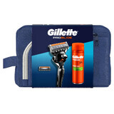 Set Gillette Proglide, aparat de ras, 1 buc + lamă, 1 buc + gel de ras, 200 ml + geantă cosmetică, 1 buc