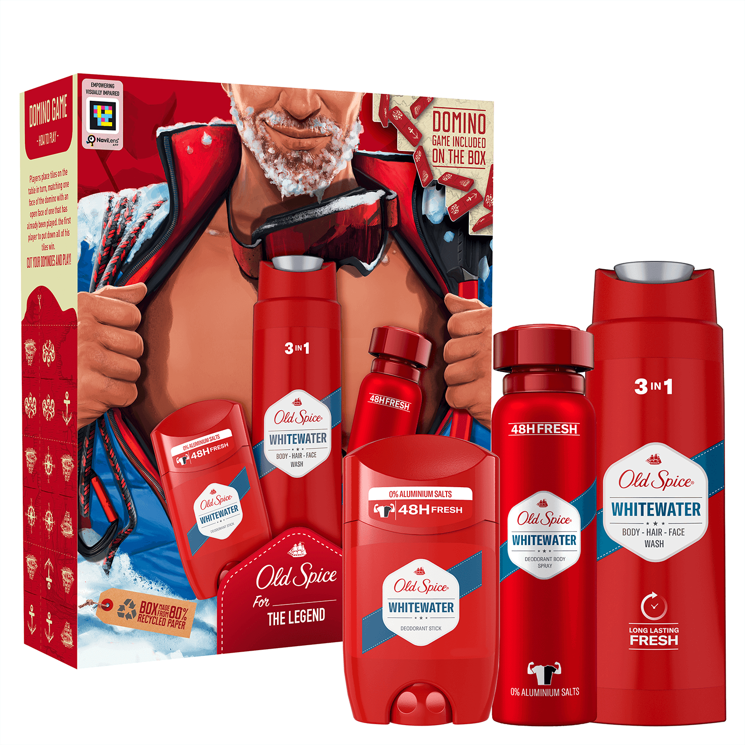 Set Old Spice Alpinist, deodorant, spray, Whitewater, 150 ml + deodorant, stick, Whitewater, 50 ml + gel de duș, Whitewater, 250 ml