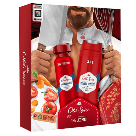 Old Spice Chef set, déodorant spray, Whitewater, 150 ml + gel douche 3 en 1, Whitewater, 250 ml