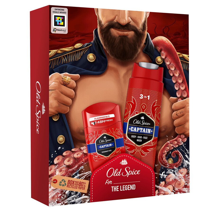 Old Spice Dark Captain set, deodorant stick, Captain, 50 ml + 3-in-1 douchegel, Captain, 250 ml