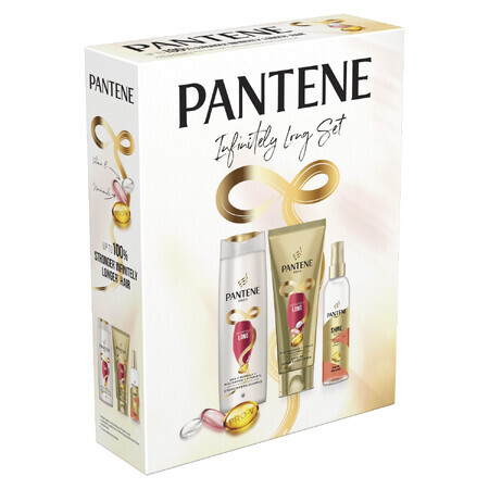 Pantene Infinite Box Set, Șampon de întărire, 400 ml + Ser de întărire fără clătire, 200 ml + Spray de volumizare, 150 ml