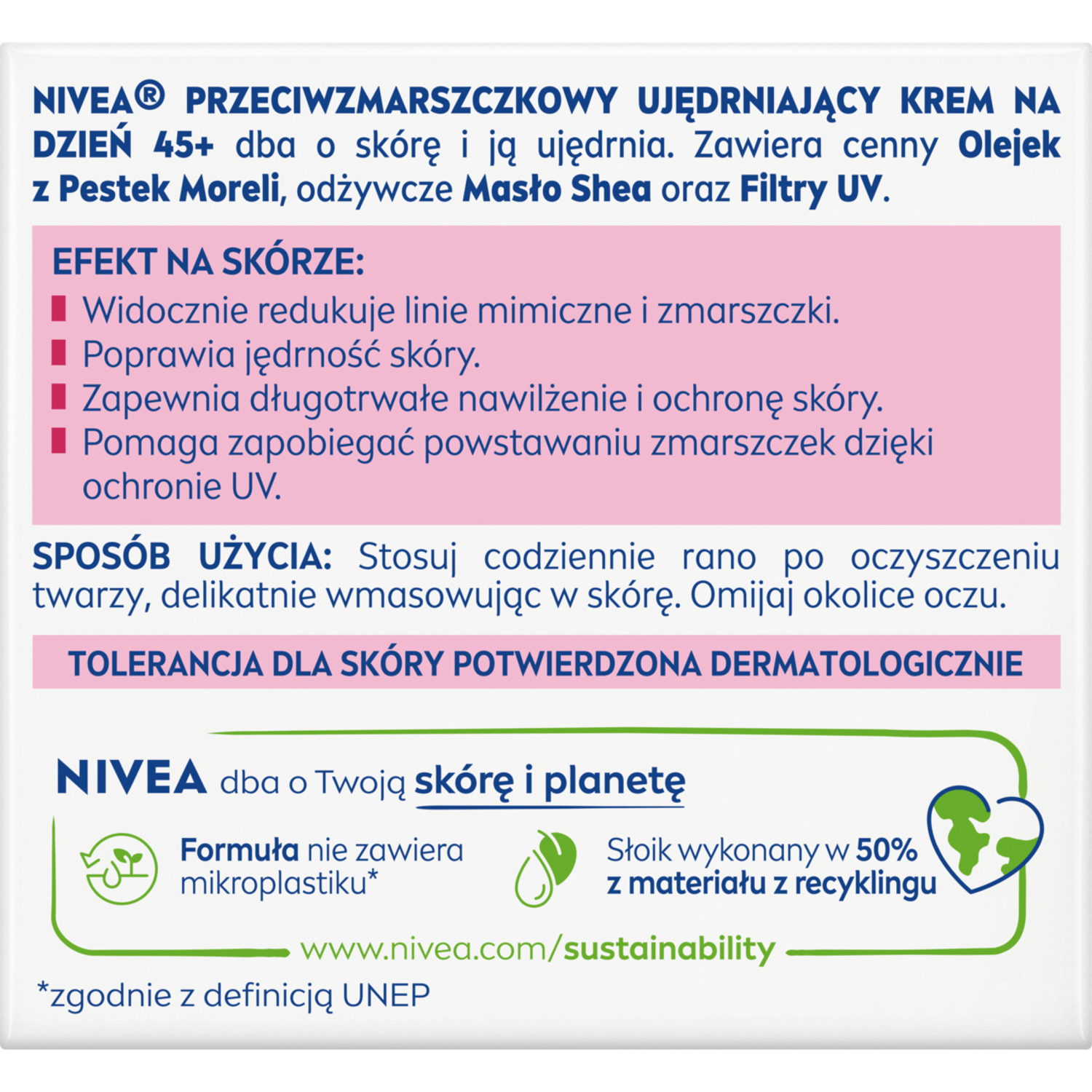 Nivea, cremă de zi antirid cu efect de întărire SPF 15 45 +, 50 ml