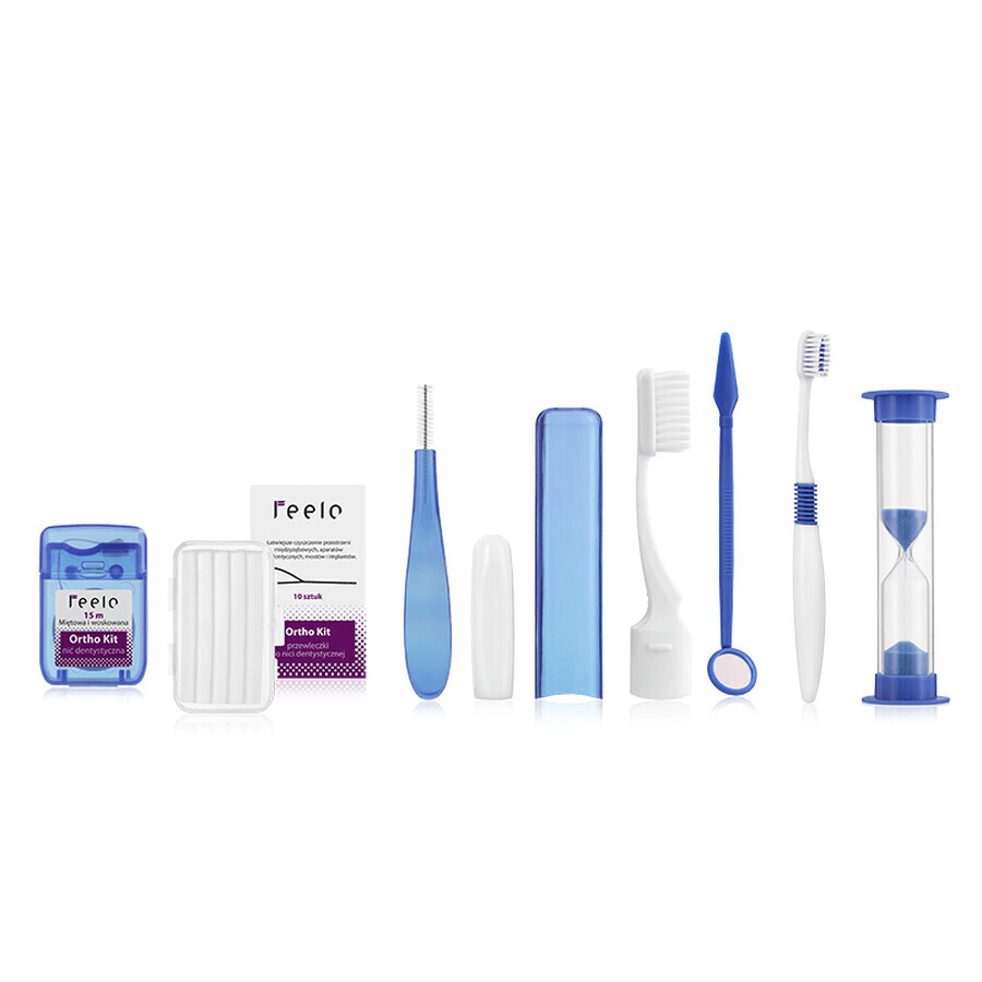 Feelo Ortho Kit, kit iniziale per persone con apparecchio ortodontico, blu