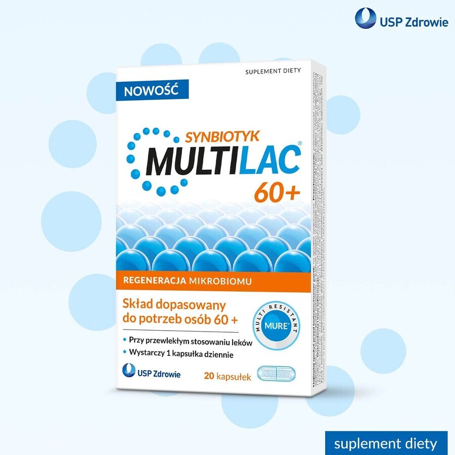 Multilac 60+ Synbiotic, 20 capsules