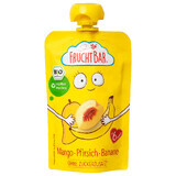 Fruchtbar Bio mousse de fructe într-un tub, banane, piersici, mango, după 6 luni, 100 g