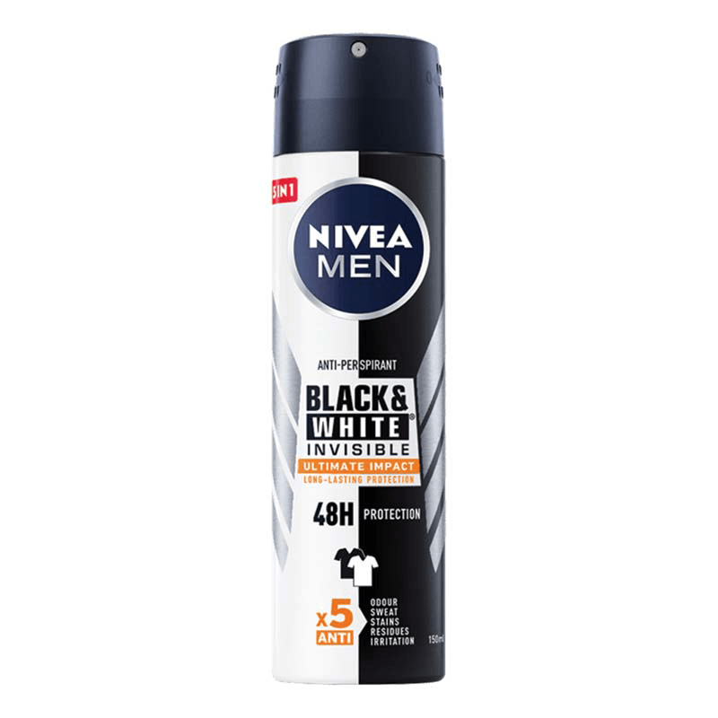 Deodorant spray pentru barbati Black & White Invisible Ultimate Impact, 150 ml, Nivea Frumusete si ingrijire