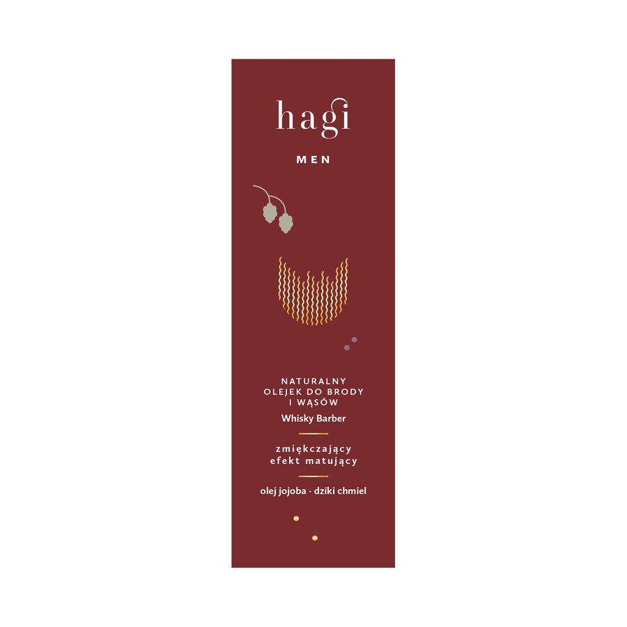 Hagi Men Whiskey Barber, aceite natural para barba y bigote, 30 ml