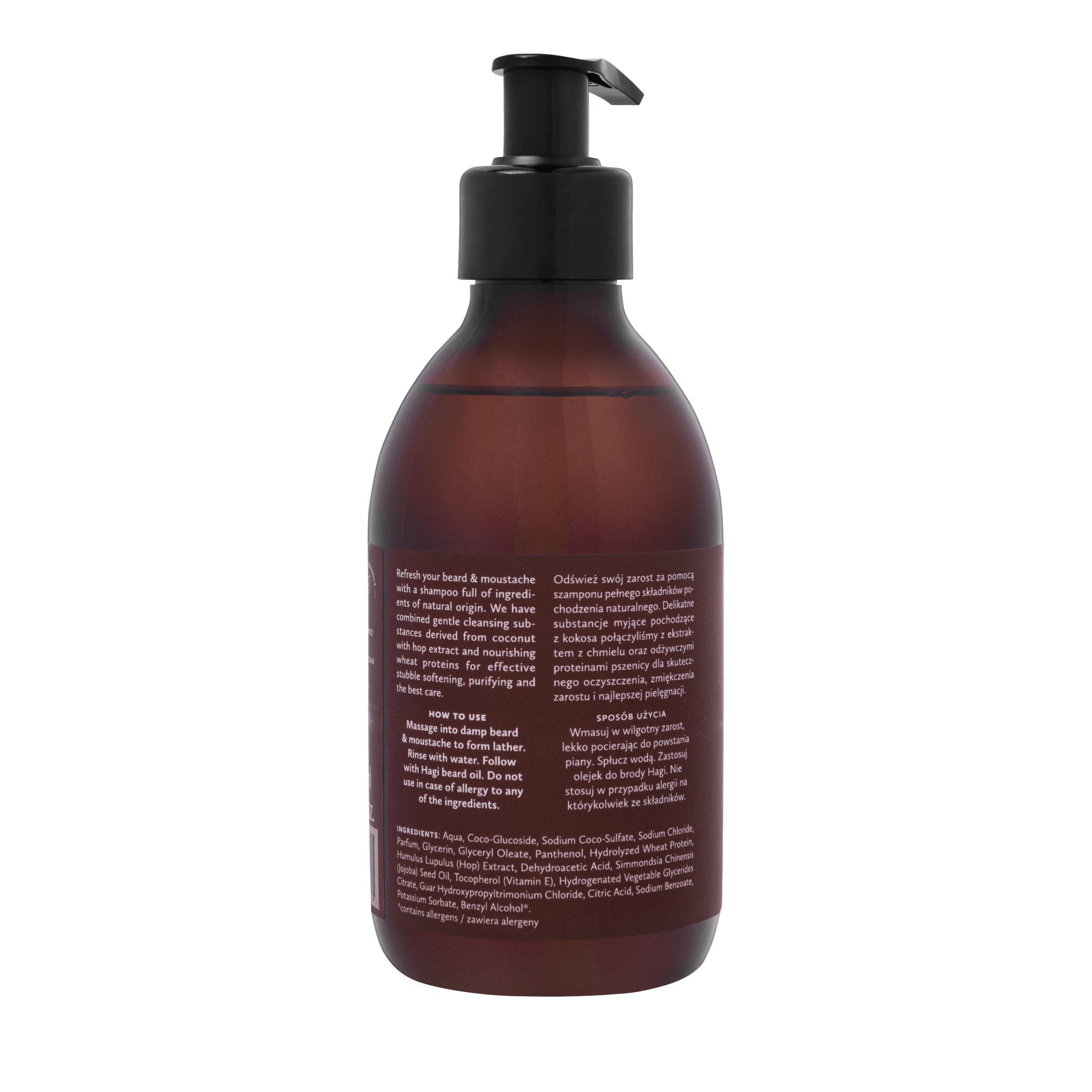 Hagi Men Whisky Barber, șampon natural pentru barbă și mustață, înmuiere, 300ml