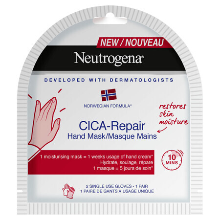 Neutrogena Norwegian Formula Cica-Repair, masque régénérant pour les mains, gants, 1 paire