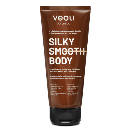 Veoli Botanica Silky Smooth Body, mască de corp netezitoare și hidratantă sub forma unui exfoliant 2 în 1 cu 3% betaine, 180 ml