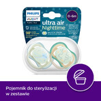 Avent Ultra Air Night, suzetă, silicon, simetrică, strălucește în întuneric, băiat, SCF376/18, 0-6 luni, 2 bucăți