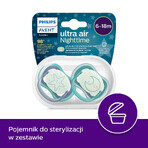 Avent Ultra Air Nighttime, suzetă, silicon, simetrică, strălucește în întuneric, băiat, SCF376/13, 6-18 luni, 2 bucăți