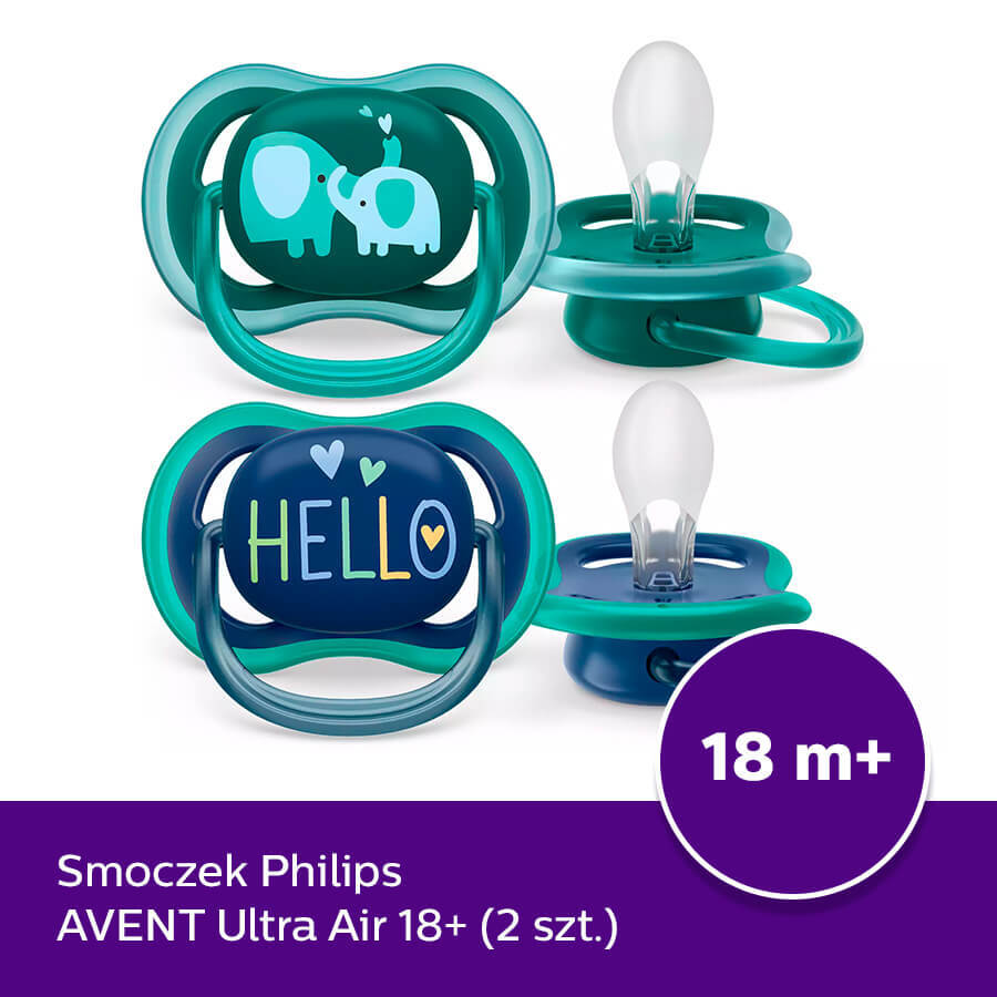 Avent Ultra Air, suzetă, silicon, simetrică, băiat, SCF349/18, de la 18 luni, 2 bucăți