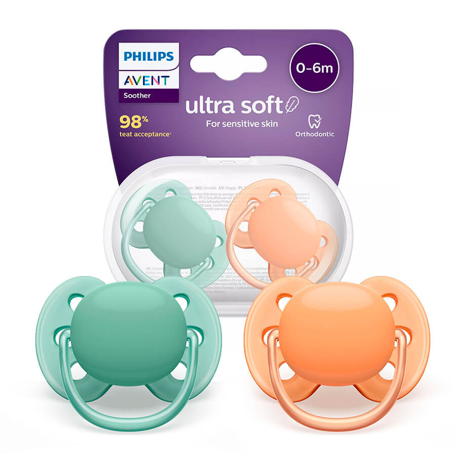 Avent Ultra Soft, suzetă, silicon, simetrică, neutră, SCF091/03, 0-6 luni, 2 bucăți