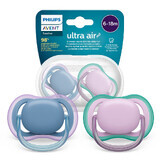 Avent Ultra Air, fopspeen, silicone, symmetrisch, unisex, SCF085/34, 6-18 maanden, 2 stuks