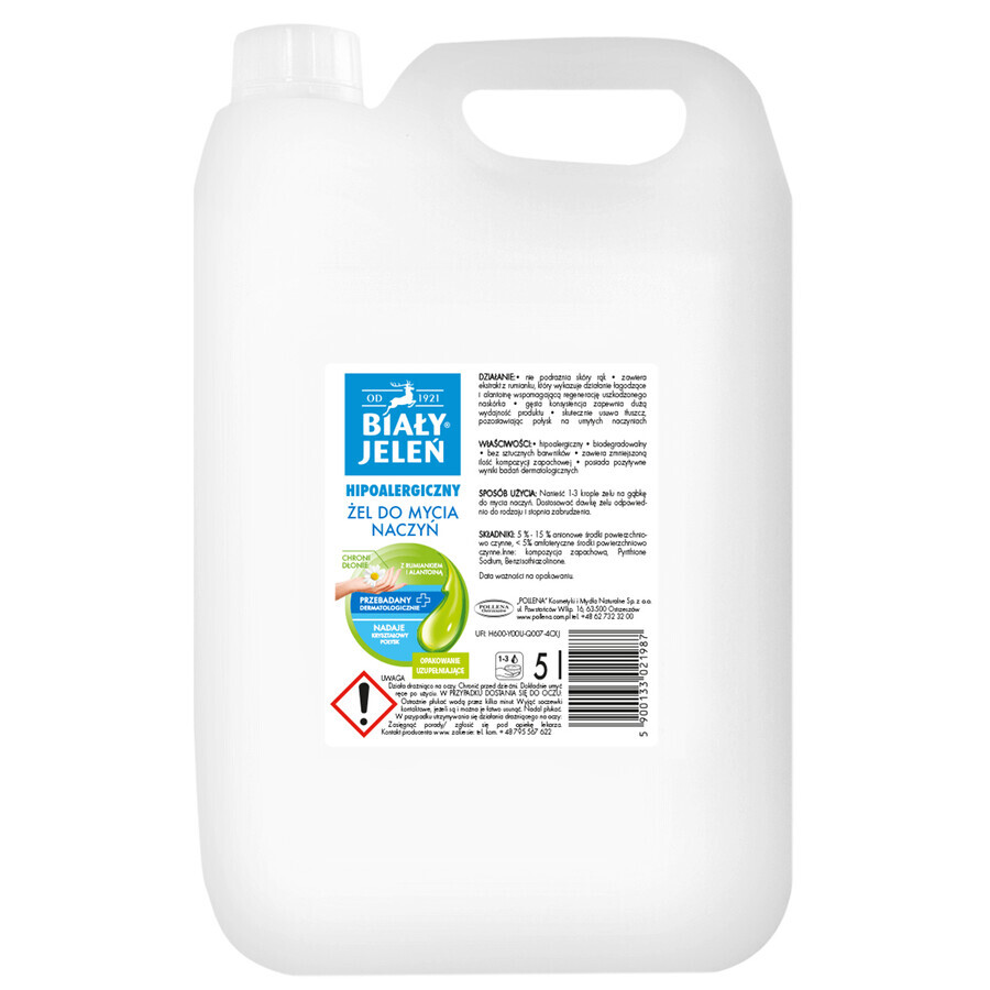 Cerf blanc, gel vaisselle, camomille, réserve, 5 l