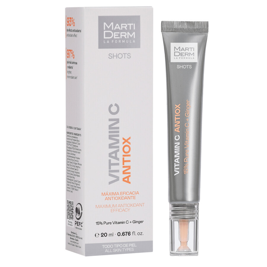 Set gratuit cu MartiDerm Shots Vitamin C Antiox, ser facial, 20 ml + Platinum Night Renew, stimulent de noapte, 2 ml x 5 fiole