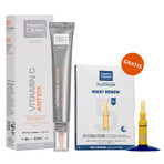 Set gratuit cu MartiDerm Shots Vitamin C Antiox, ser facial, 20 ml + Platinum Night Renew, stimulent de noapte, 2 ml x 5 fiole