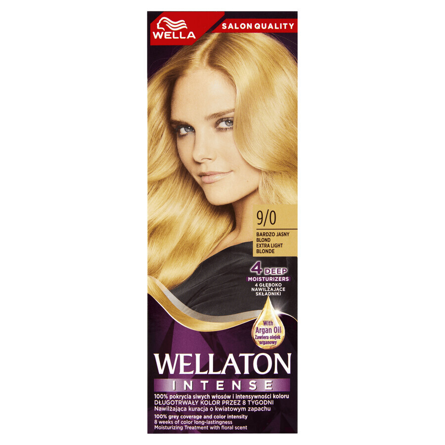 Wellaton, crema coloración intensa, 9/0 rubio muy claro, 2 x 110 ml + set de tintes para el cabello de regalo