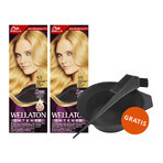 Wellaton, crema coloración intensa, 9/0 rubio muy claro, 2 x 110 ml + set de tintes para el cabello de regalo