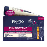 Set Phytocayne, trattamento anticaduta dei capelli per le donne, fiale di reazione, 12 x 5 ml + shampoo, 100 ml