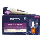 Set Phytocayne, trattamento anticaduta dei capelli per le donne, fiale progressive, 12 x 5 ml + shampoo, 100 ml