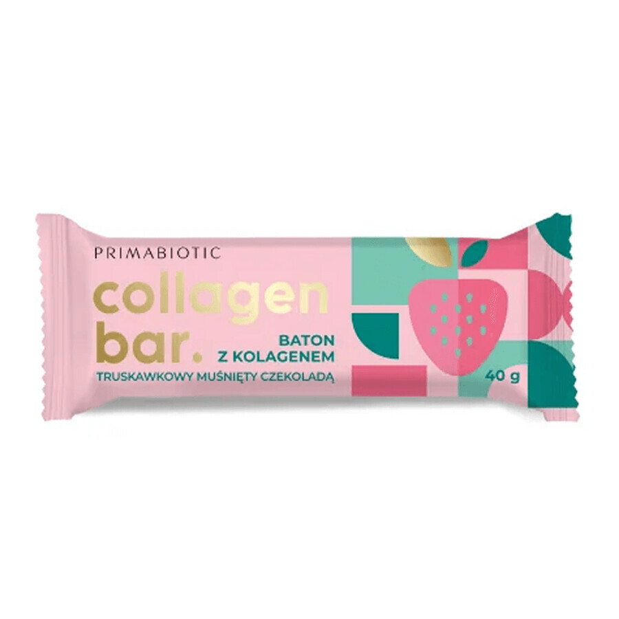 Primabiotic Barretta al collagene Barretta al collagene, fragola ricoperta di cioccolato, 40 g