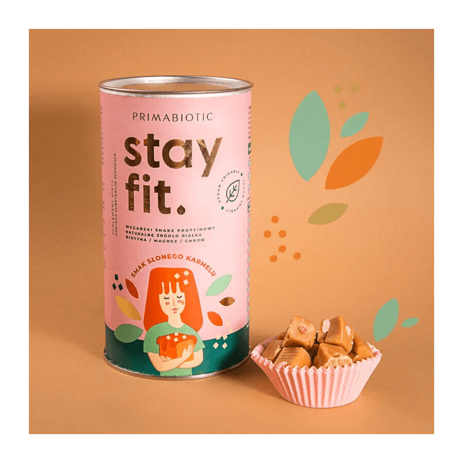 Primabiotic Stay Fit, shake proteic vegan, aromă de caramel sărat, 500 g