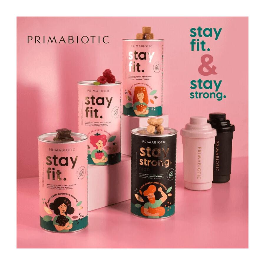 Primabiotic Stay Fit, shake proteic vegan, aromă de zmeură suculentă, 500 g