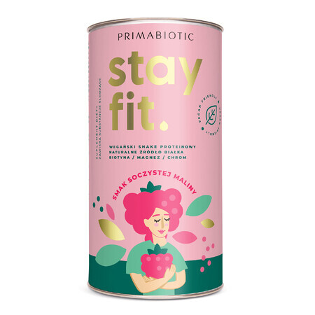 Primabiotic Stay Fit, shake proteic vegan, aromă de zmeură suculentă, 500 g