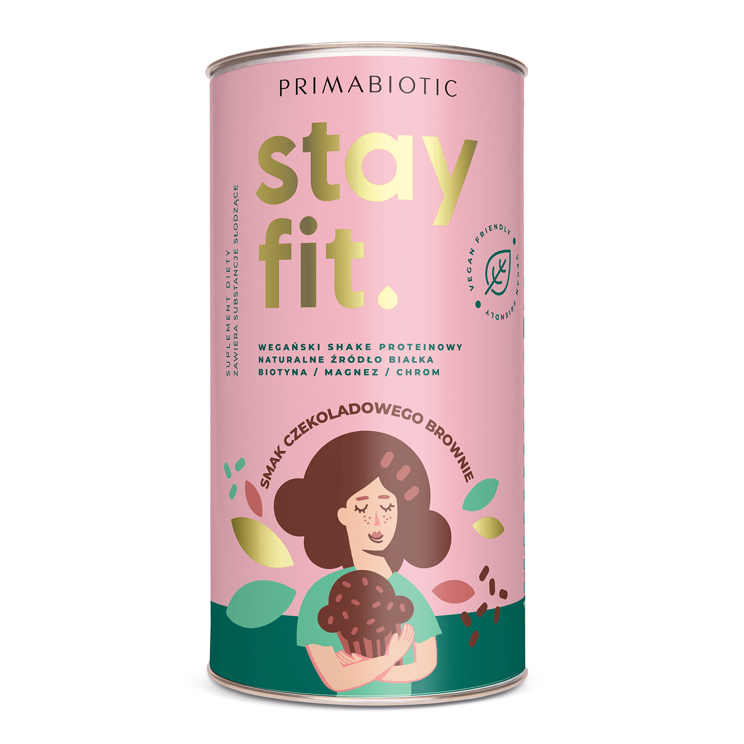 Primabiotic Stay Fit, shake proteic vegan, aromă de ciocolată brownie, 500 g