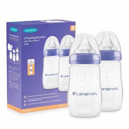 Lansinoh, NaturalWave flacon tetină debit mediu, 2 x 240 ml