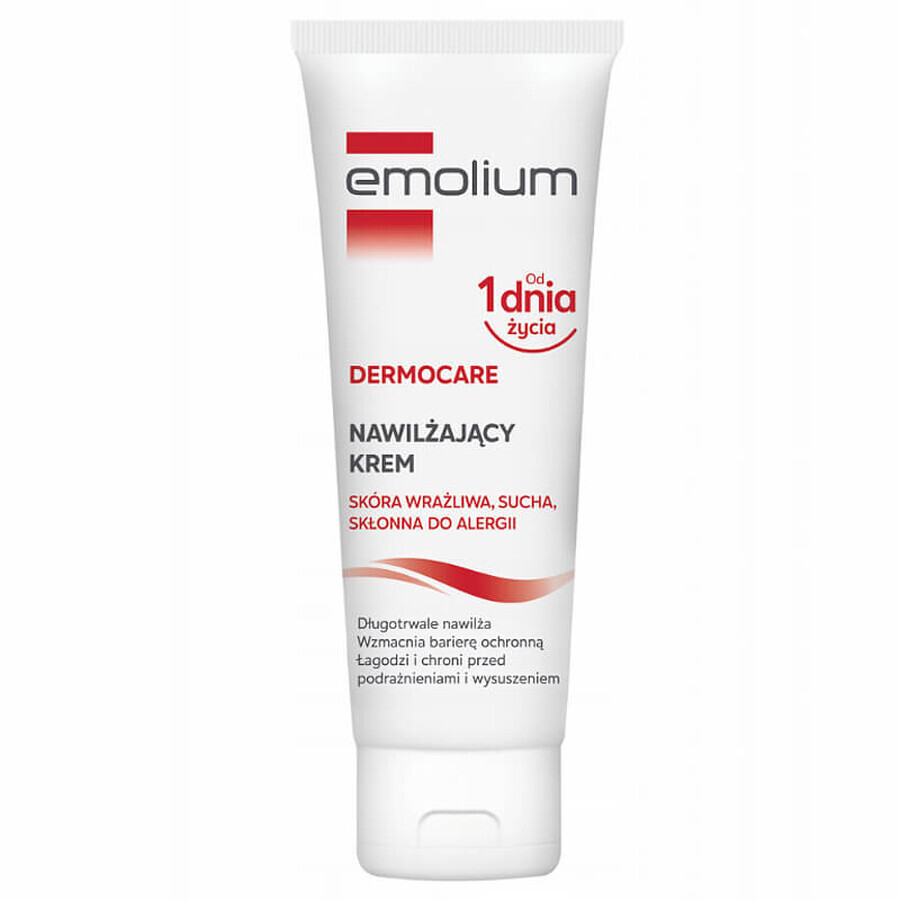 Set Emolium Dermocare, cremă hidratantă, piele sensibilă, uscată și predispusă la alergii, din ziua 1, 2 x 75 ml + emulsie de baie, 50 ml gratuit