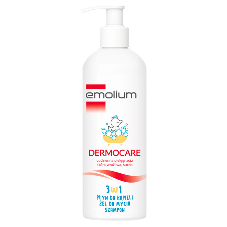 Emolium Dermocare 3-in-1 set, lotion de bain, gel lavant et shampooing, après 1 mois, 2 x 400 ml + émulsion de bain, 50 ml gratuit