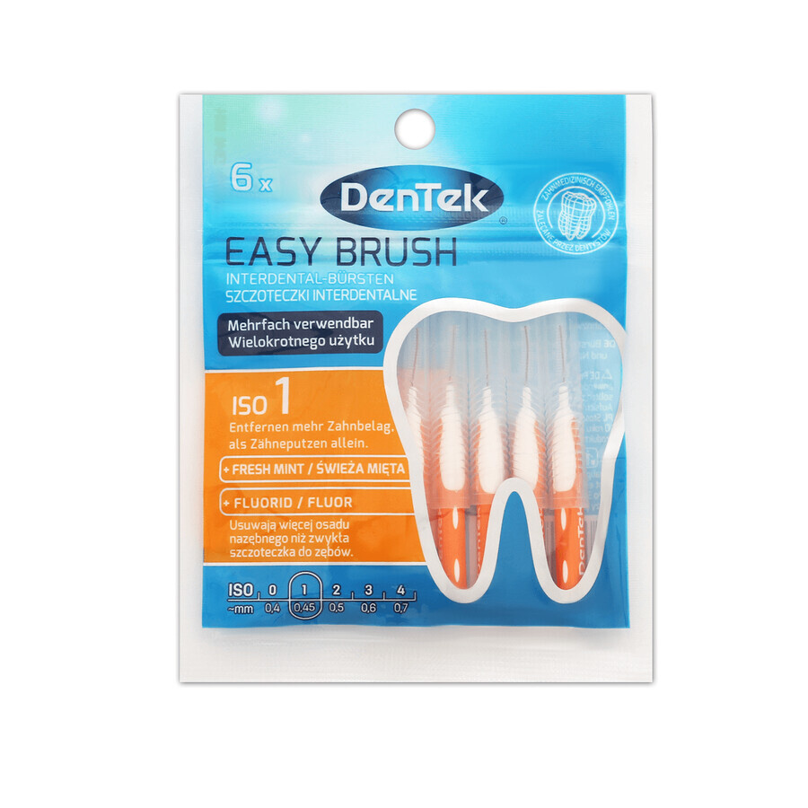 DenTek Easy Brush, perii interdentare, dimensiunea 1, 0.45 mm, 6 bucăți