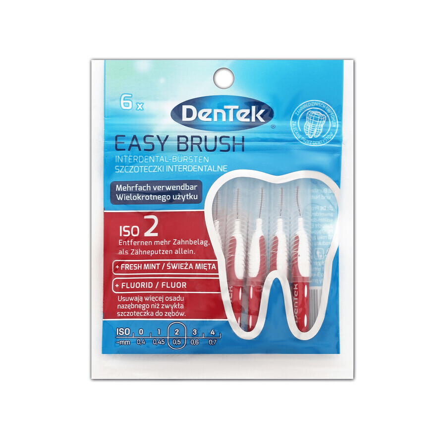 DenTek Easy Brush, periuțe interdentare, dimensiunea 2, 0,5 mm, 6 bucăți