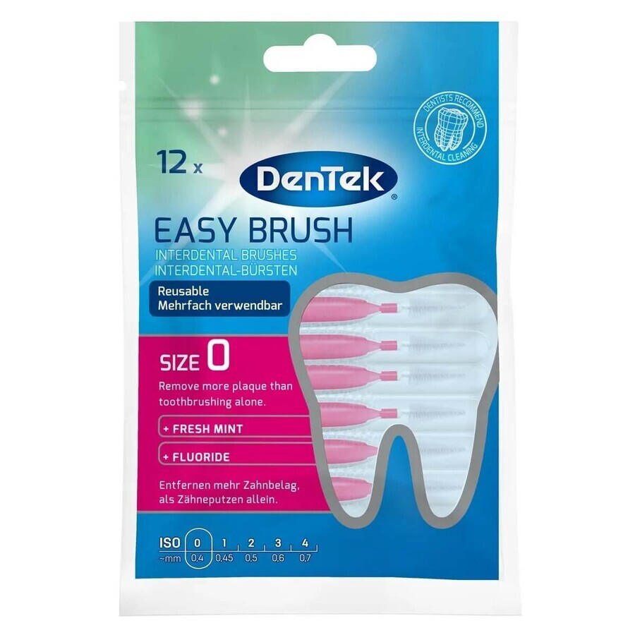 DenTek Easy Brush, perii interdentare, dimensiunea 0, 0.4 mm, 12 bucăți