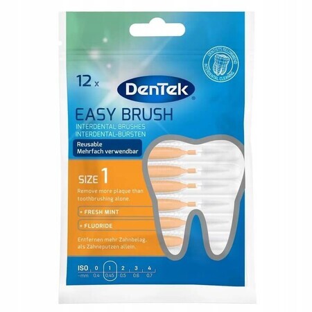 DenTek Easy Brush, interdentale ragers, maat 1, 0,45 mm, 12 stuks