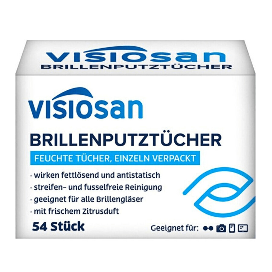 Visiosan, lingettes pour lunettes, 54 pièces